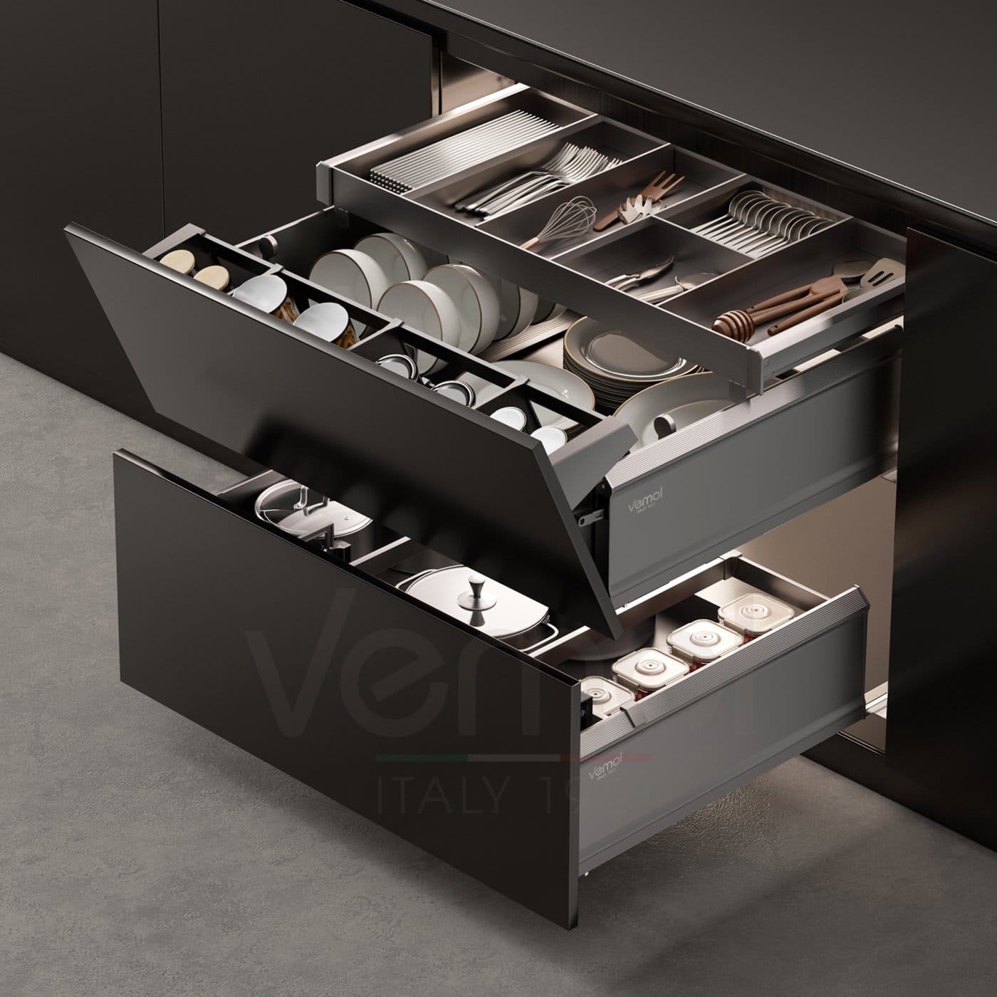 FINE Series - Luxurious Three-sided Aluminum Alloy Multi-functional Inclined Pull-out Basket