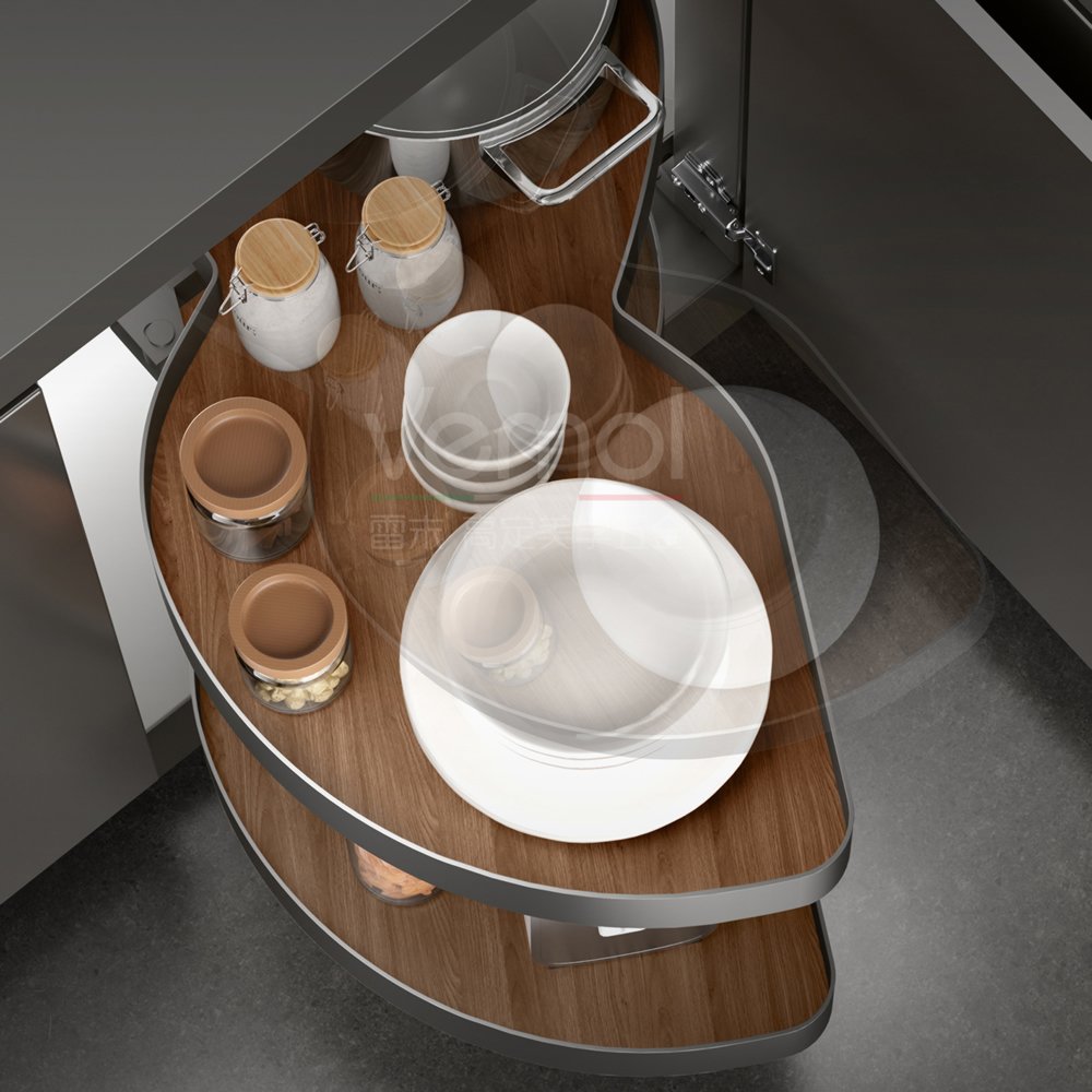 FIND series corner flying saucer pull-out basket (walnut wood)