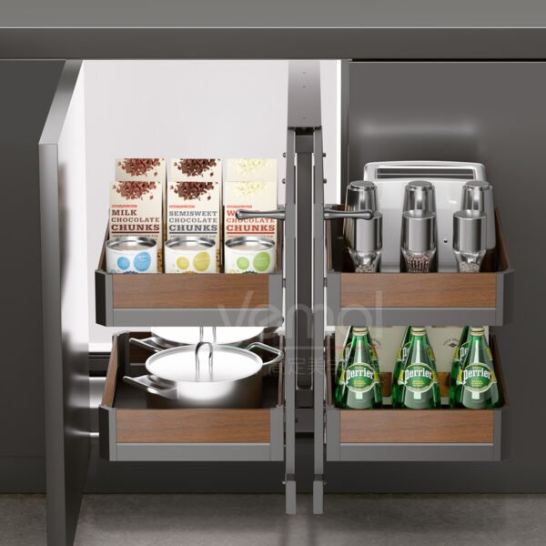 FINE3.0 series full-pull small monster corner pull-out basket (walnut wood)