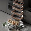 FINE series four-sided single-layer tool pull-out basket (walnut wood)