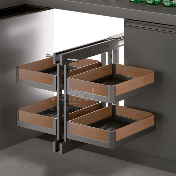 FINE3.0 series full-pull small monster corner pull-out basket (walnut wood)